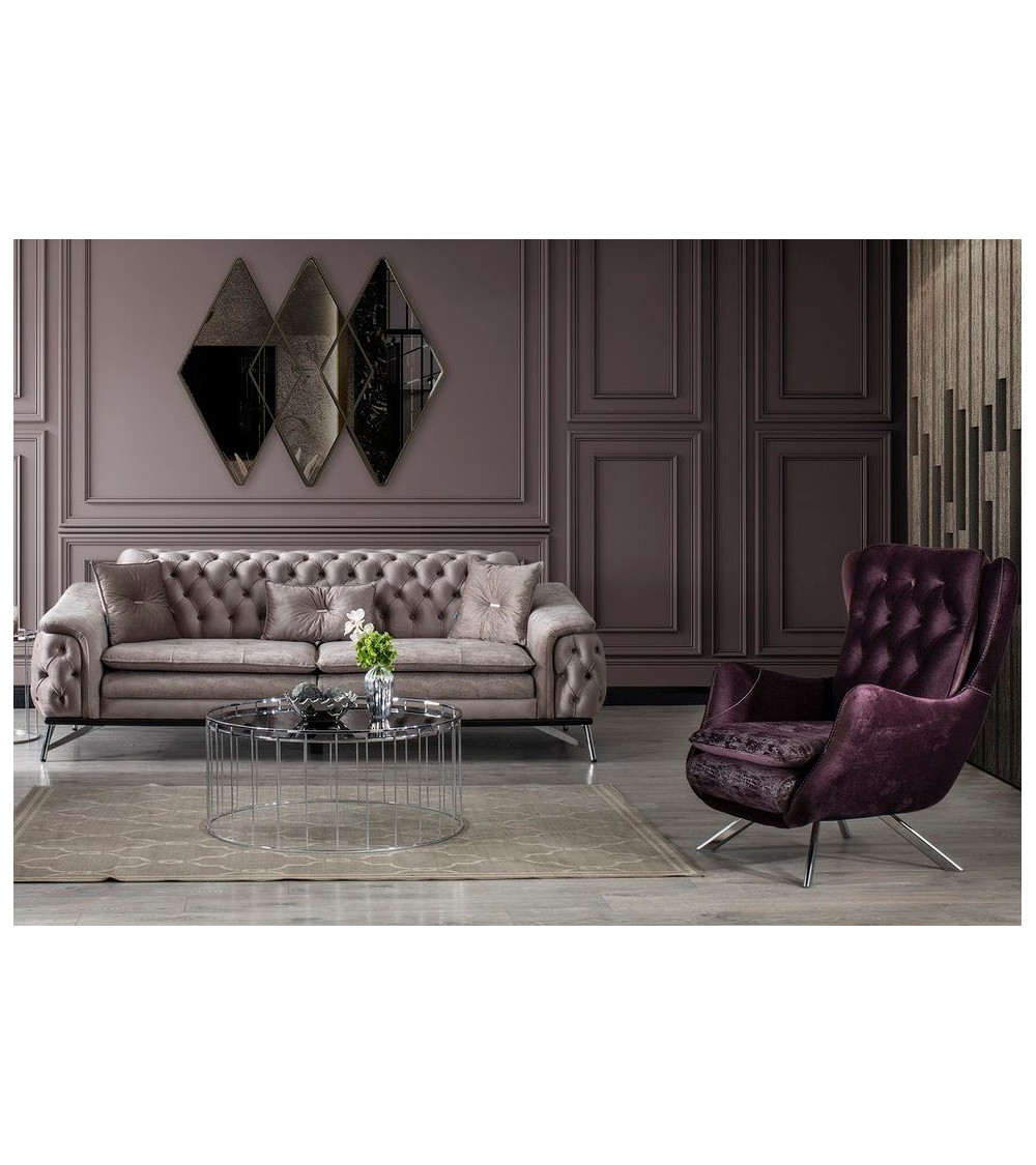 Ensemble canapé convertible 3 places et fauteuil EMERAUDE