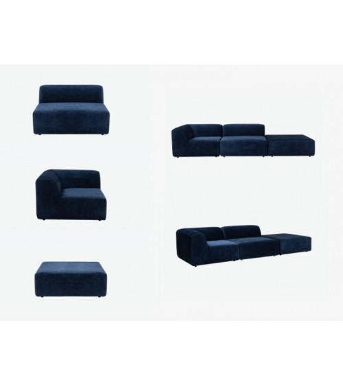 Canapé d'angle modulaire ALPHA bleu marine
