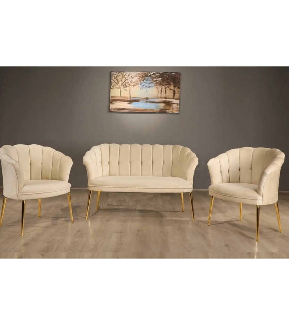 Ensemble 1 canapé 2 places et 2 fauteuils ARMEN DAISY 3 en plusieurs couleurs