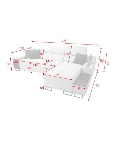 Divano ad angolo trasformabile Modena marrone 297 x 210 cm