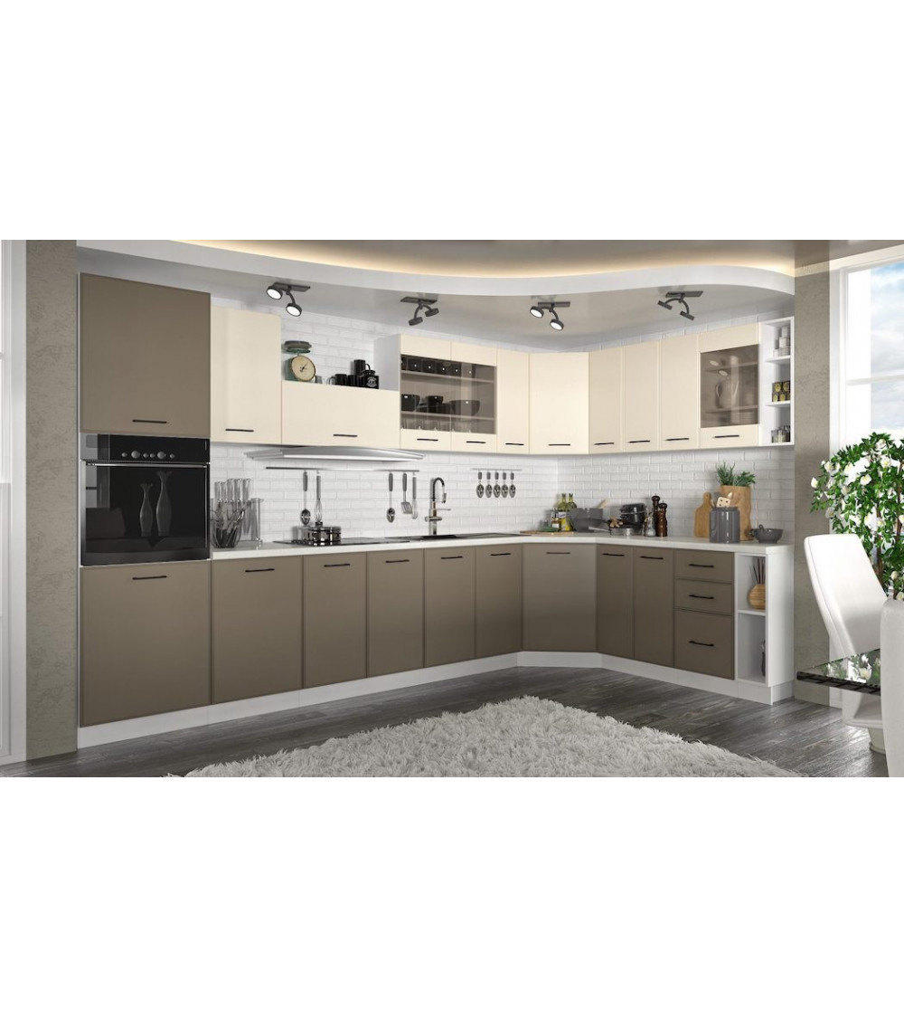 Conjunto muebles de cocina de esquina GAMMA FRAME wengé-chêne