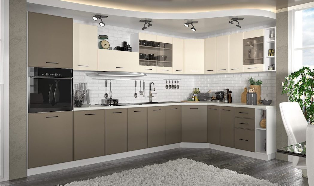 Conjunto muebles de cocina de esquina MADISON blanco-beige