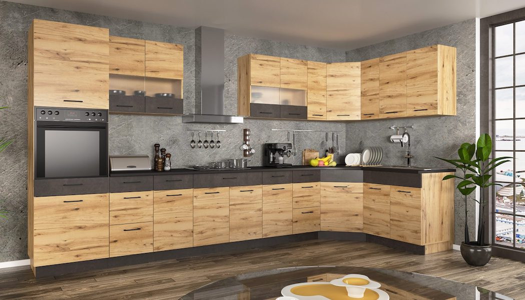 Insieme ZAKAN 4,80 cm con isola 200 cm - decorazione cucina design