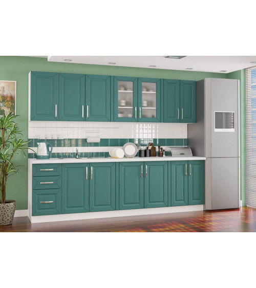 Conjunto muebles de cocina GAMMA blanco-verde 260 cm