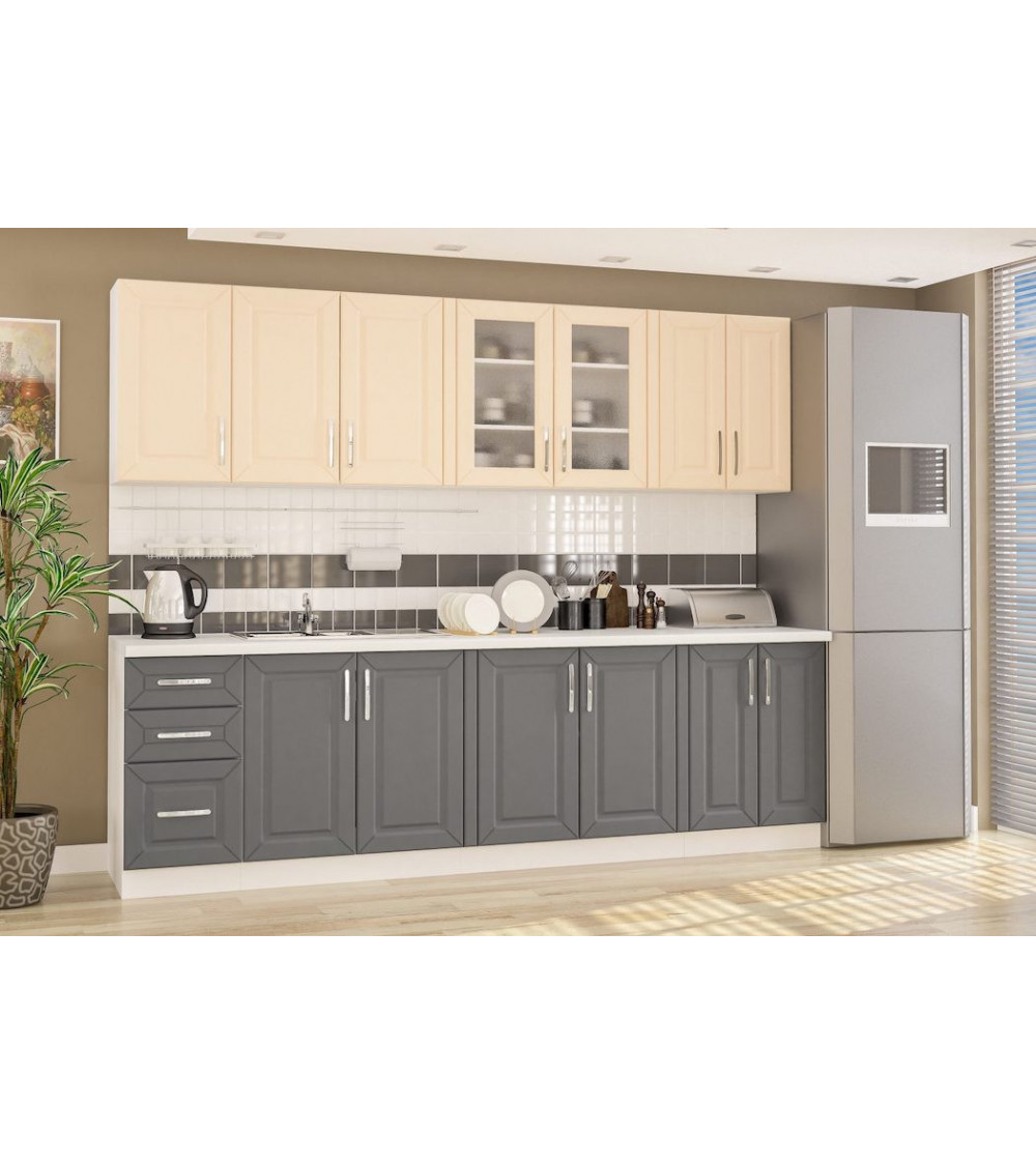Conjunto muebles de cocina GAMMA blanco-beige-gris 260 cm