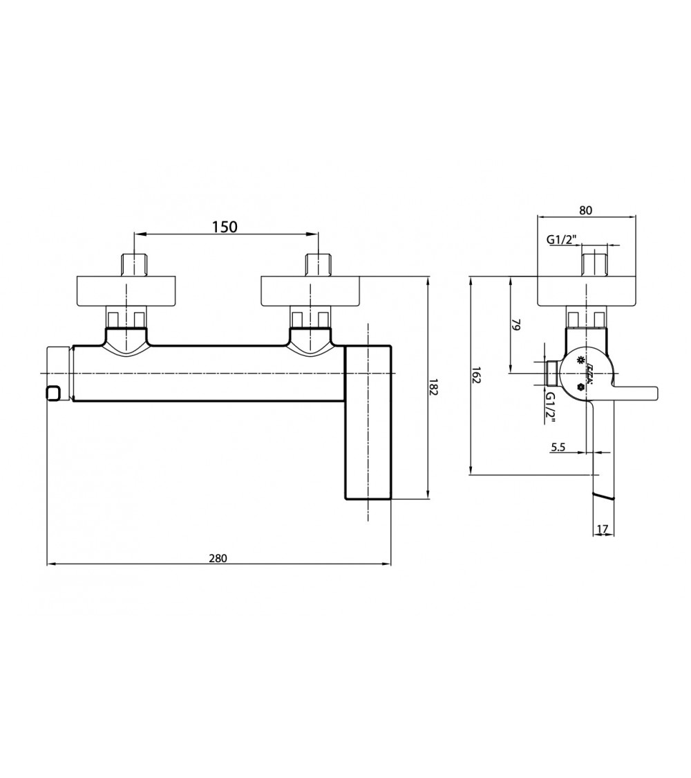 Mitigeur baignoire LUNA chromé Mitigeur baignoire LUNA chromé