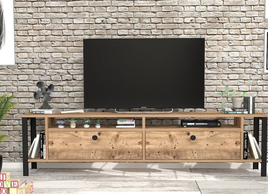 Mueble tv negro y madera - Artikalia - Muebles de diseño