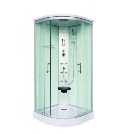 Dcolora Cabine de douche de coin ronde sans cadre avec barre de