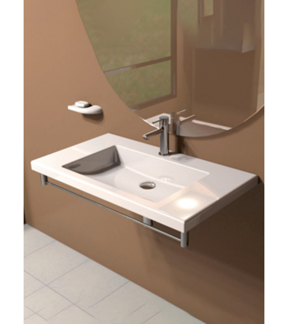 Lavabo suspendido con columna integrada EGG COMPACT cappuccino