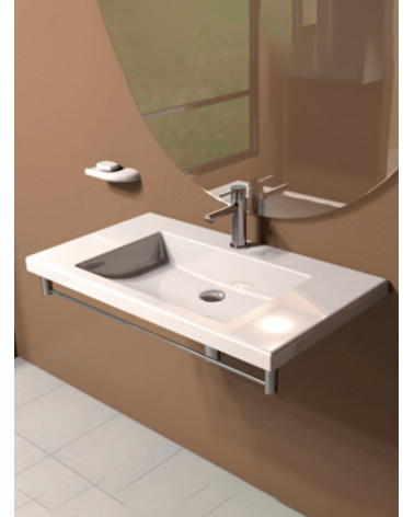 Lavabo suspendido con columna integrada EGG COMPACT cappuccino