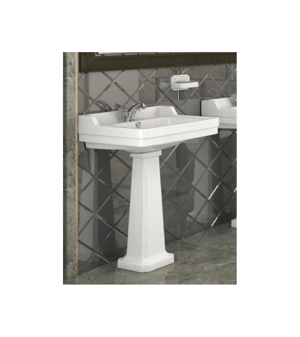 Lavabo con columna integrada NEOCLÁSSICA COMPACT blanco