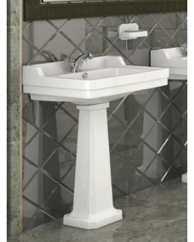 Lavabo con columna integrada NEOCLÁSSICA COMPACT blanco