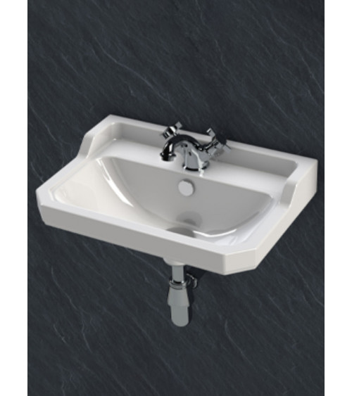 Lavabo con respaldo y columna integrada NEOCLÁSSICA COMPACT blanco