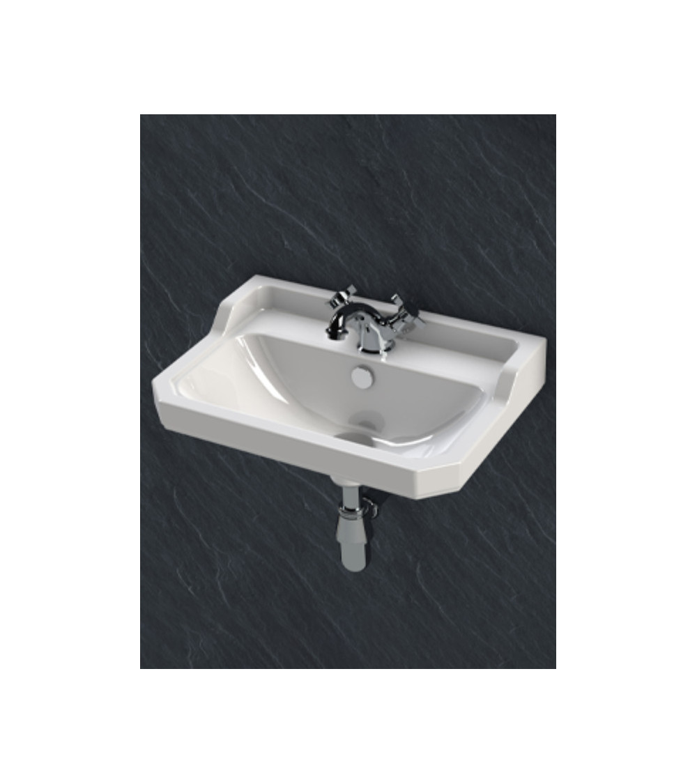 Lavabo con respaldo y columna integrada NEOCLÁSSICA COMPACT blanco