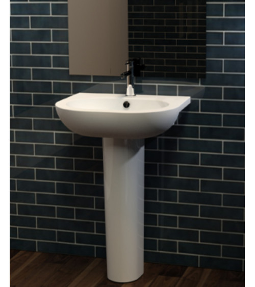 Lavabo con columna integrada NEOCLÁSSICA COMPACT blanco