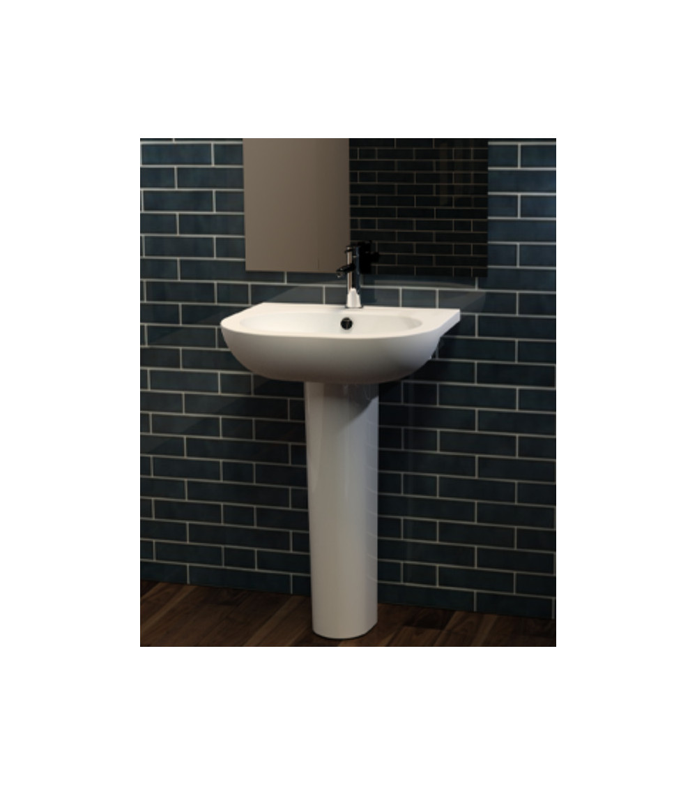 Lavabo con columna integrada NEOCLÁSSICA COMPACT blanco