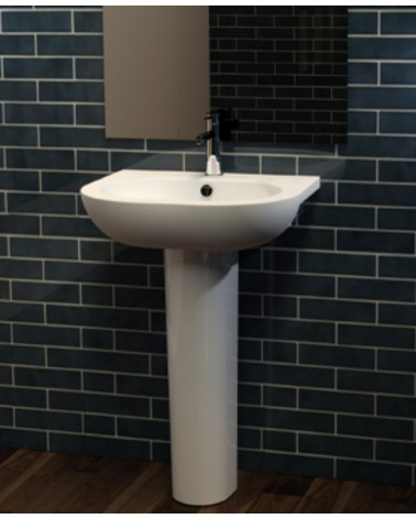 Lavabo con columna integrada NEOCLÁSSICA COMPACT blanco