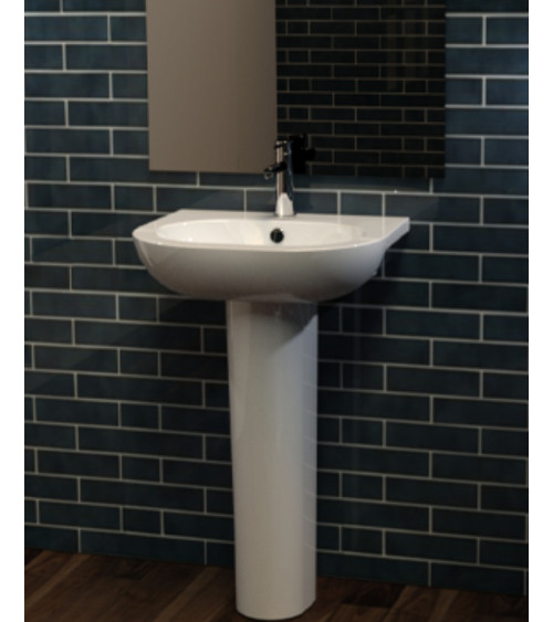 Lavabo con columna integrada OPUS COMPACT mediano blanco