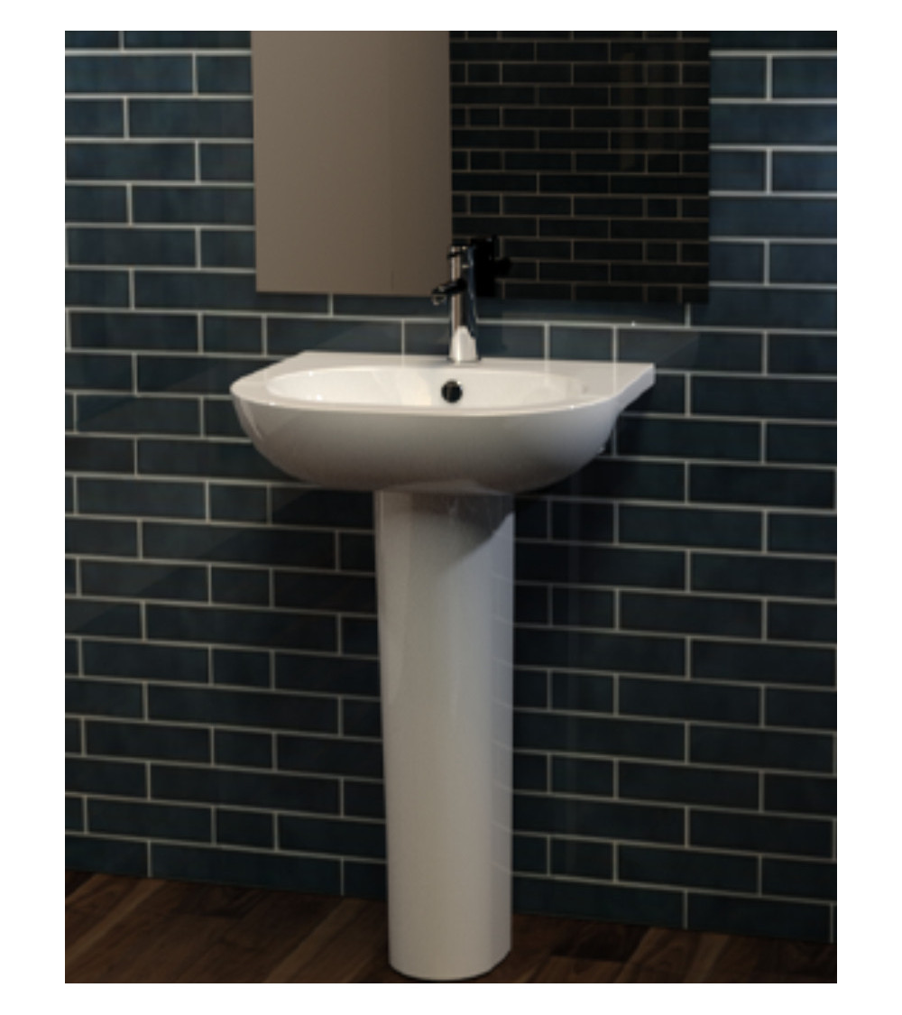 Lavabo con columna integrada OPUS COMPACT mediano blanco