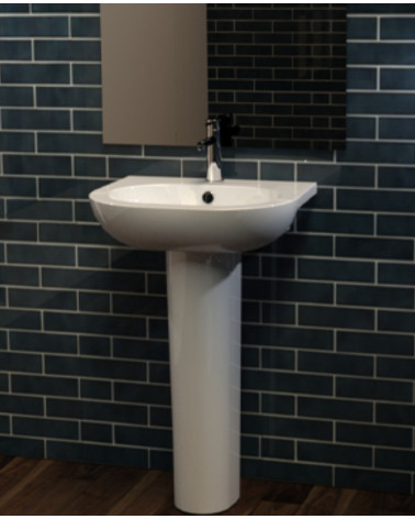 Lavabo con columna integrada OPUS COMPACT mediano blanco