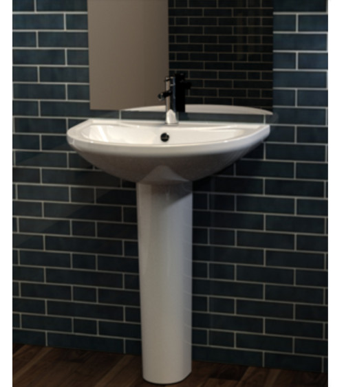 Lavabo con columna integrada OPUS COMPACT mediano blanco