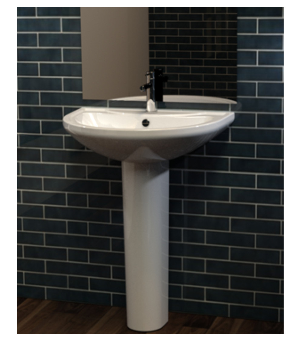 Lavabo con columna integrada OPUS COMPACT mediano blanco