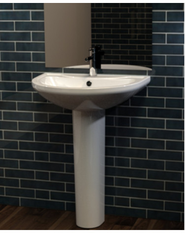 Lavabo con columna integrada OPUS COMPACT mediano blanco