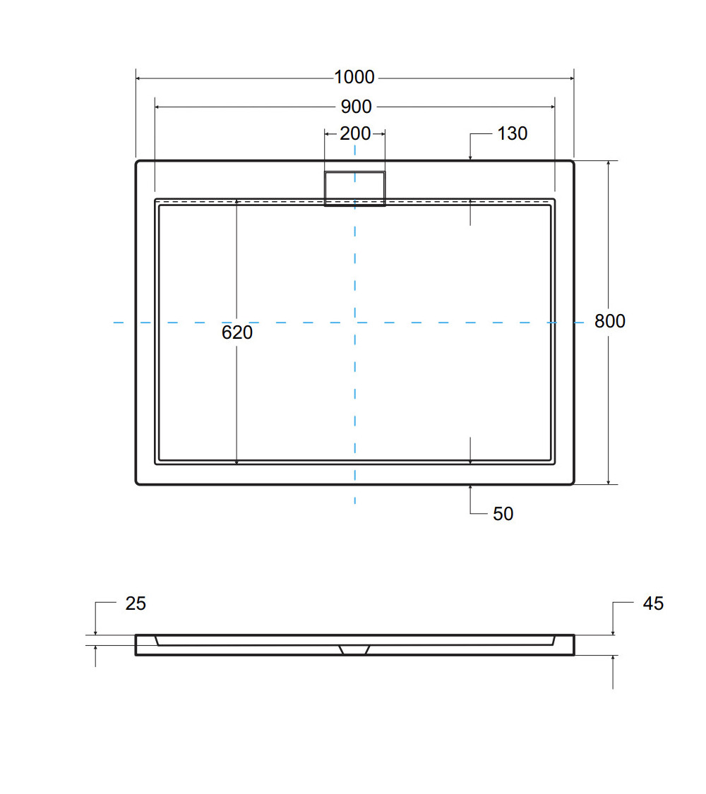 Receveur de douche extra-plat AXIM ULTRASLIM rectangulaire 100/110/120/130/140 x 89/90 cm blanc