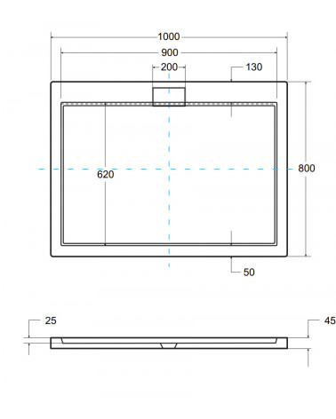 Receveur de douche extra-plat AXIM ULTRASLIM rectangulaire 100/110/120/130/140 x 89/90 cm blanc