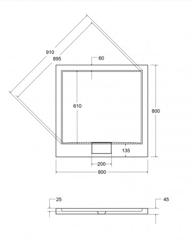 Piatto doccia Barone 90x90x5.5 bianco rotondo acrilico di 1/4 cm