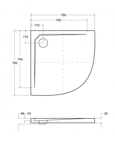 Plato de ducha extraplano AXIM ULTRASLIM semicircular 80x80 cm et 90x90 cm blanco