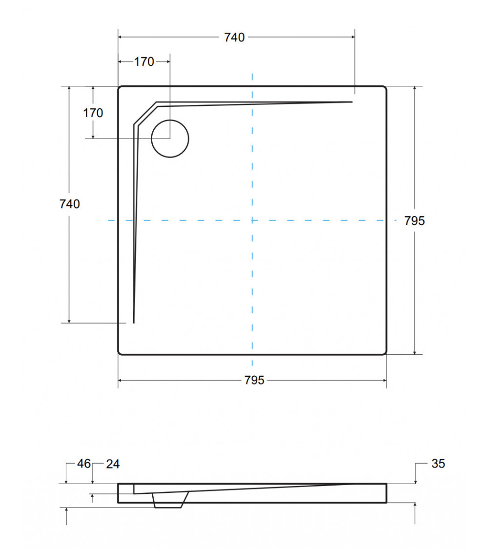 Receveur de douche extra-plat AXIM ULTRASLIM carré 80x80 cm et 90x90 cm blanc