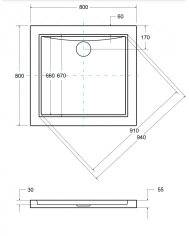 Piatto doccia Barone 90x90x5.5 bianco rotondo acrilico di 1/4 cm