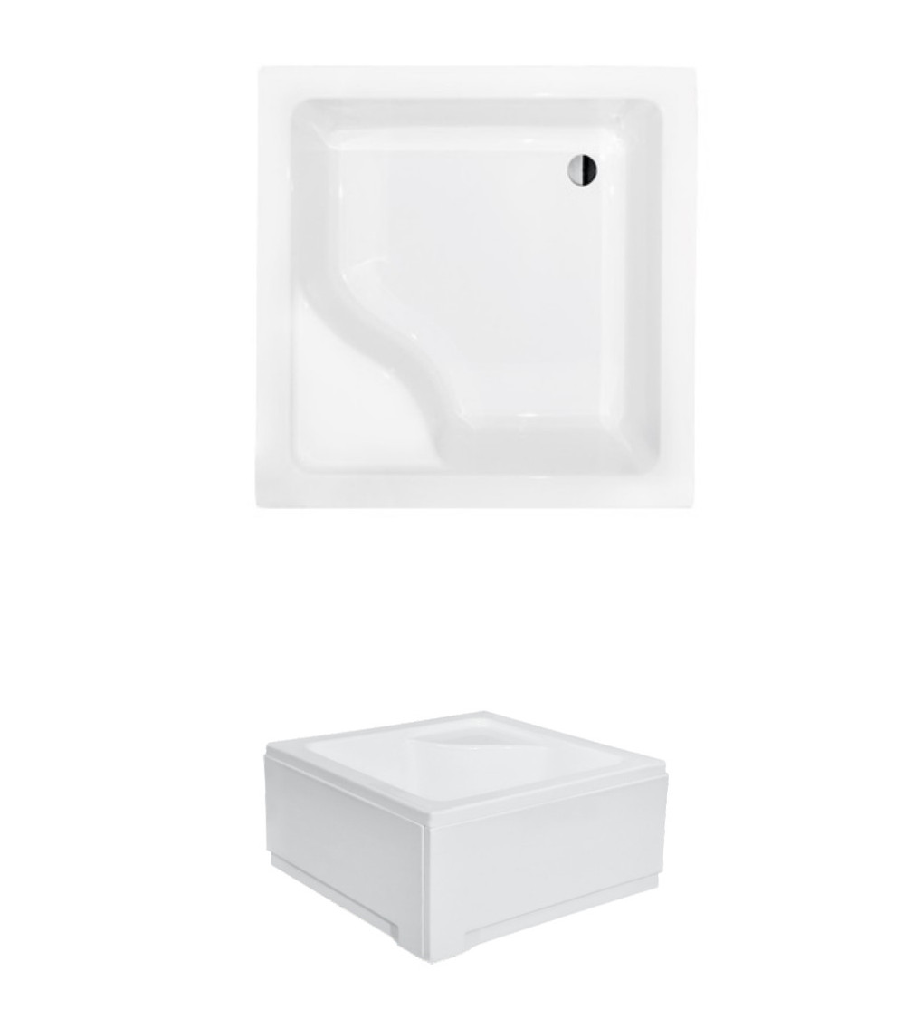 Receveur de douche extra-plat AQUARIUS SLIMLINE carré 80x80 cm et 90x90 cm blanc