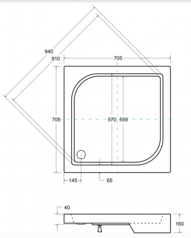 Receveur de douche extra-plat AQUARIUS SLIMLINE carré 80x80 cm et 90x90 cm blanc