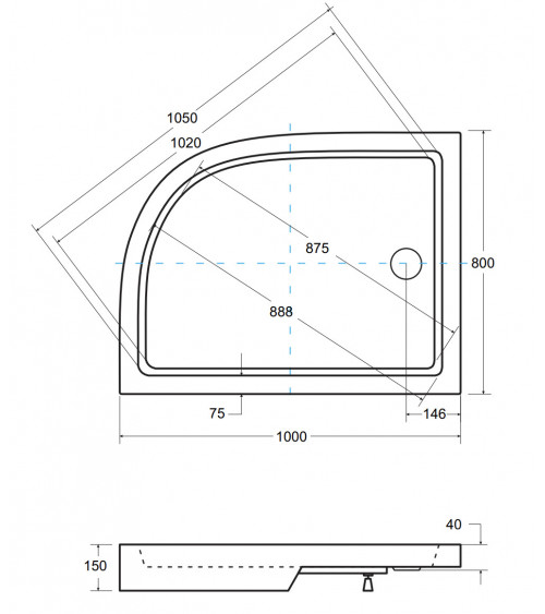 Plato de ducha extraplano ALPINA SLIMLINE rectangular 100/120 x 80/90 cm blanco