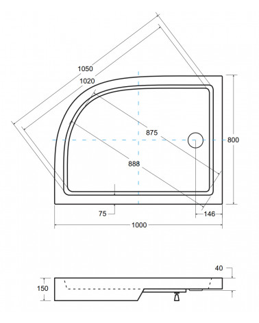 Plato de ducha extraplano ALPINA SLIMLINE rectangular 100/120 x 80/90 cm blanco