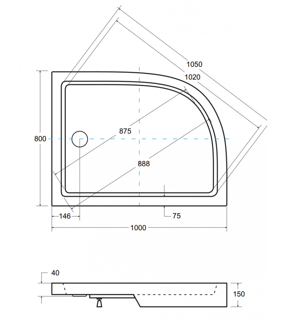 Receveur de douche SATURN asymétrique côté droit 100x80 cm et 120x90 cm blanc Receveur de douche SATURN asymétrique côté droit 100x80 cm et 120x90 cm blanc