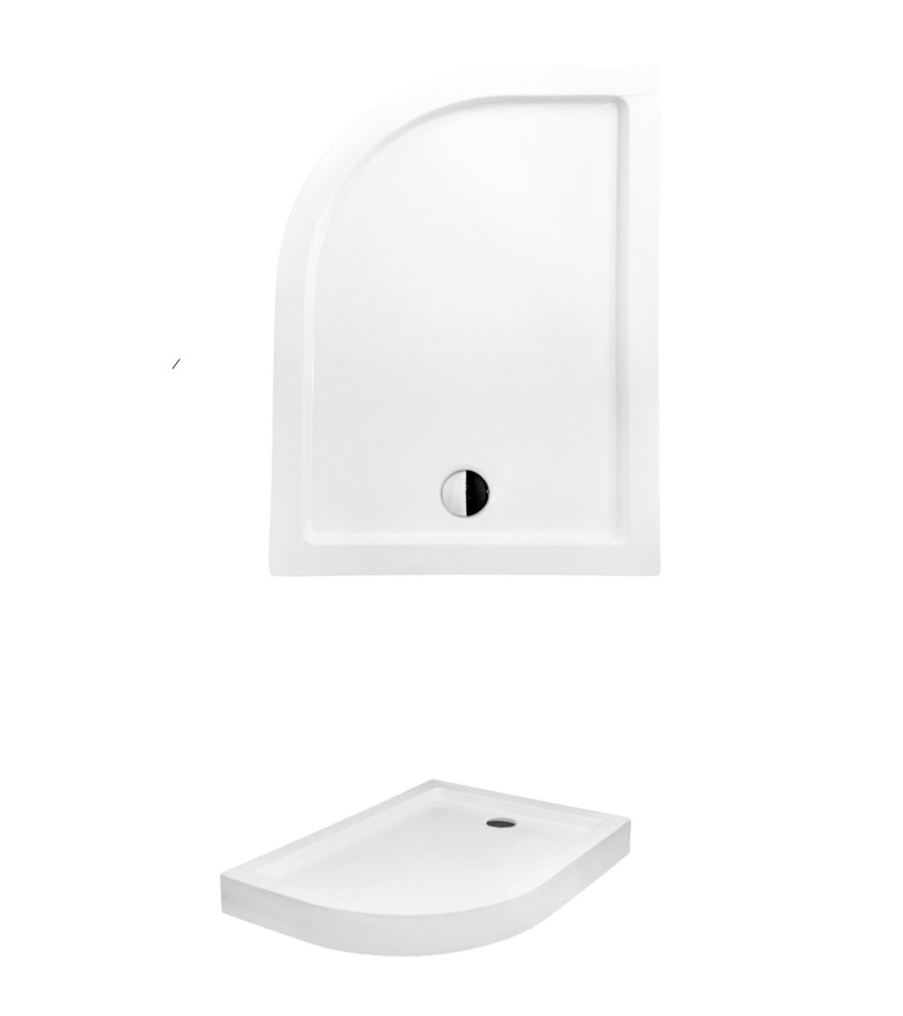 Receveur de douche SATURN asymétrique côté droit 100x80 cm et 120x90 cm blanc