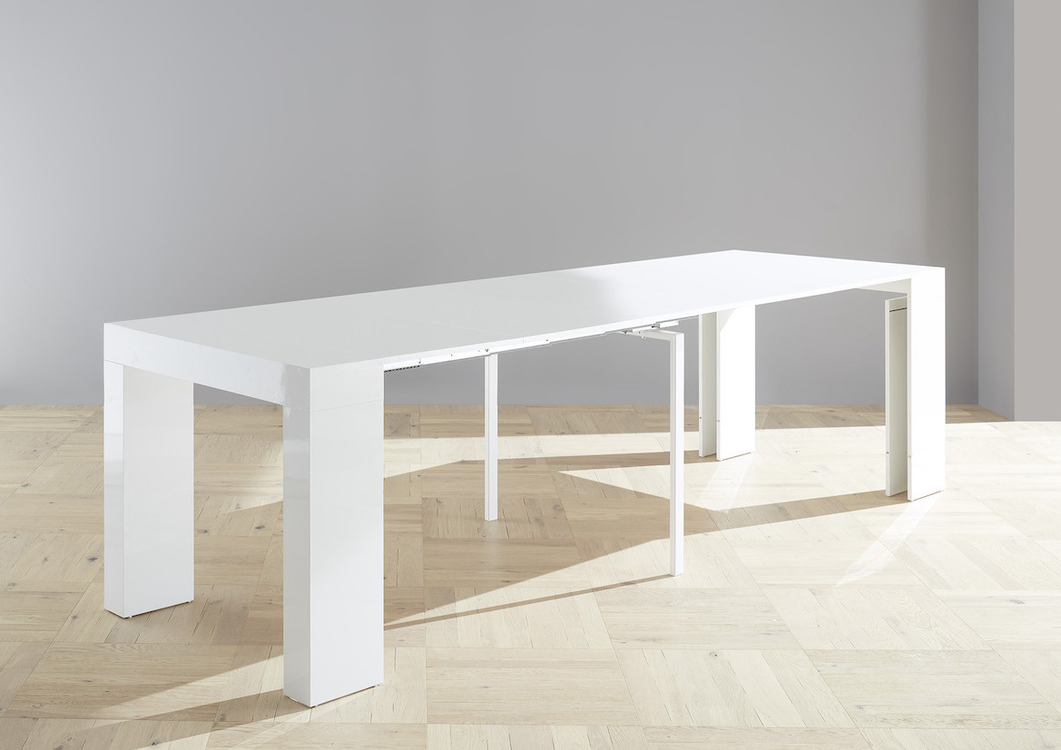 Table console extensible blanche 8 personnes ESTELLE - DIP