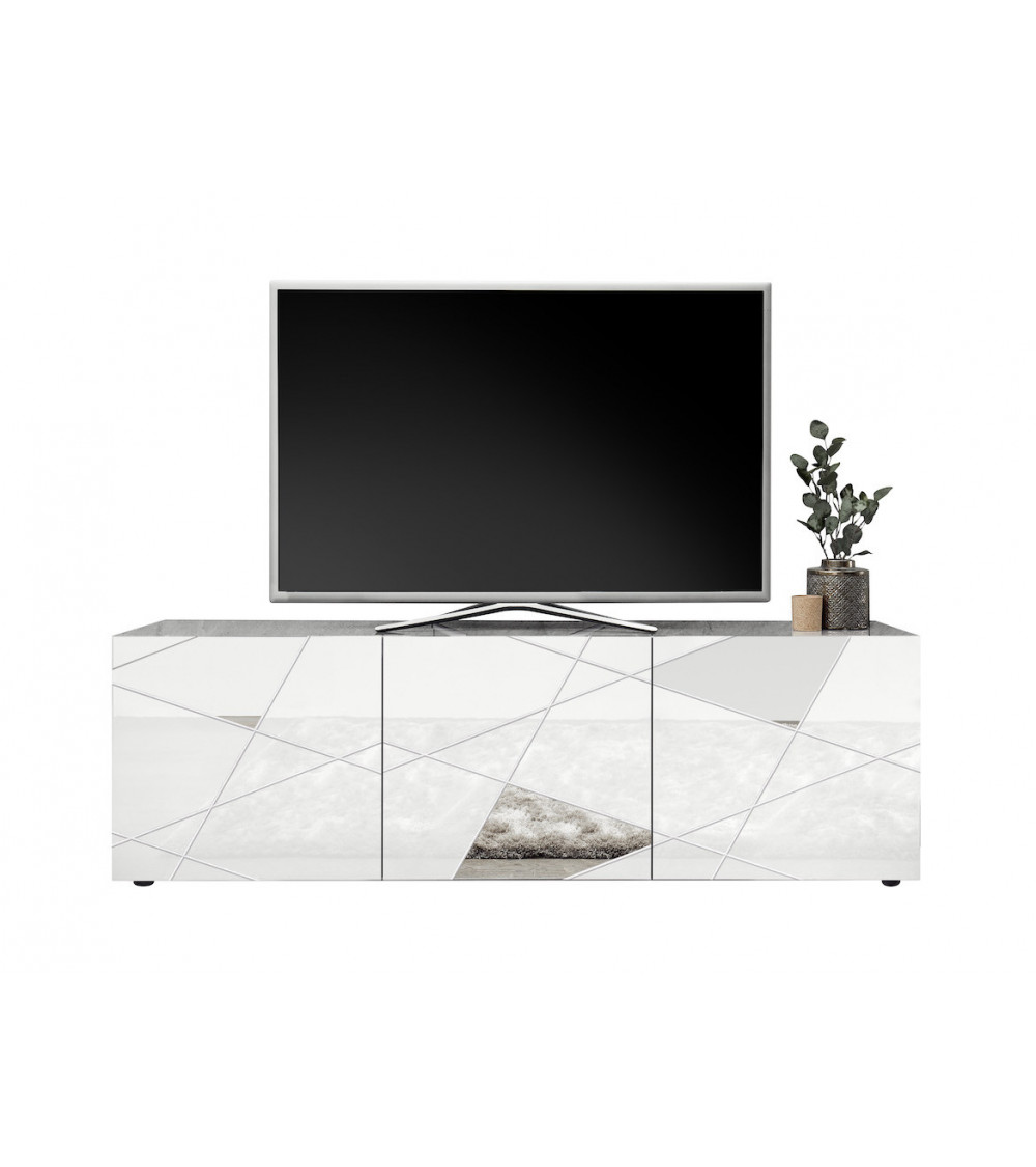 Meuble TV VITTORIA blanc laqué 181 cm Meuble TV VITTORIA blanc laqué 181 cm