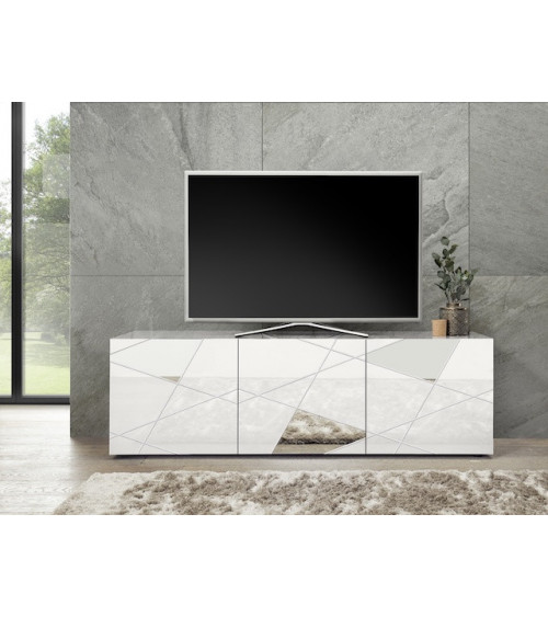 Meuble TV VITTORIA blanc laqué 181 cm