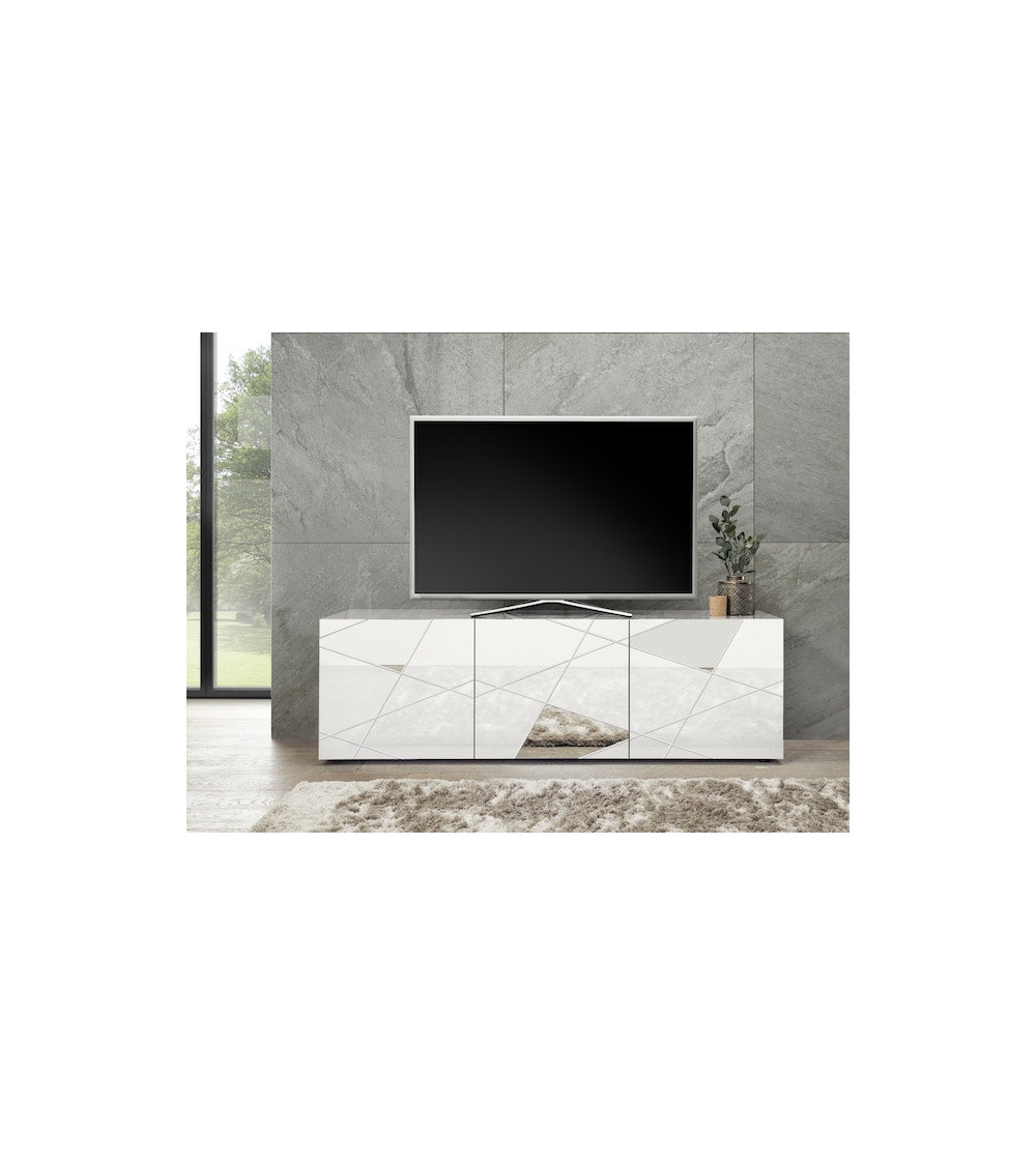 Meuble TV VITTORIA blanc laqué 181 cm