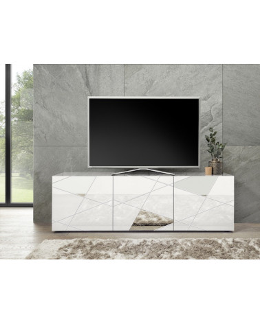 Meuble TV VITTORIA blanc laqué 181 cm