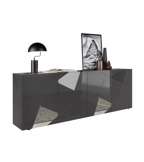 Buffet VITTORIA gris anthracite laqué 241 cm