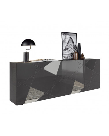 Buffet VITTORIA gris anthracite laqué 241 cm