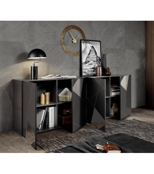 Buffet VITTORIA gris anthracite laqué 241 cm