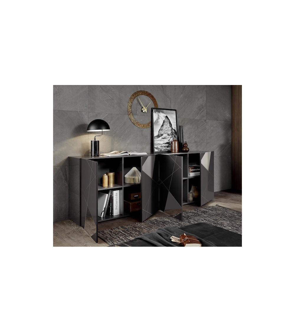 Buffet VITTORIA gris anthracite laqué 241 cm