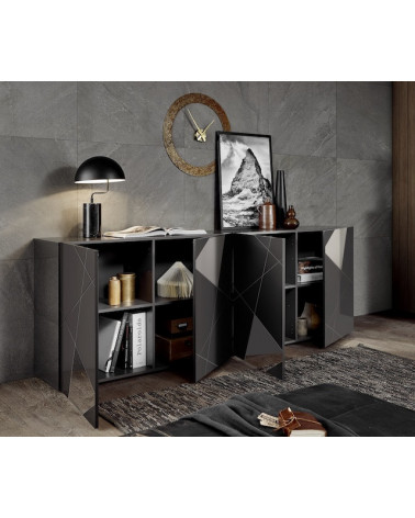 Buffet VITTORIA gris anthracite laqué 241 cm