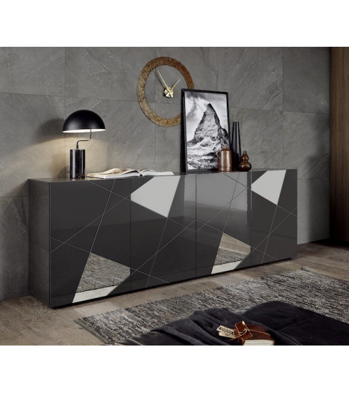 Buffet VITTORIA gris anthracite laqué 241 cm